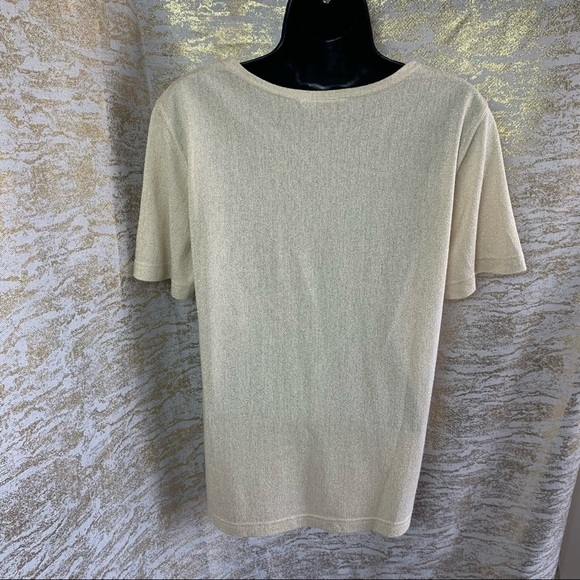 Cleo Ivory/Gold Shimmer Knitted Duster With Matching gold Top Size S - Picture 11 of 12